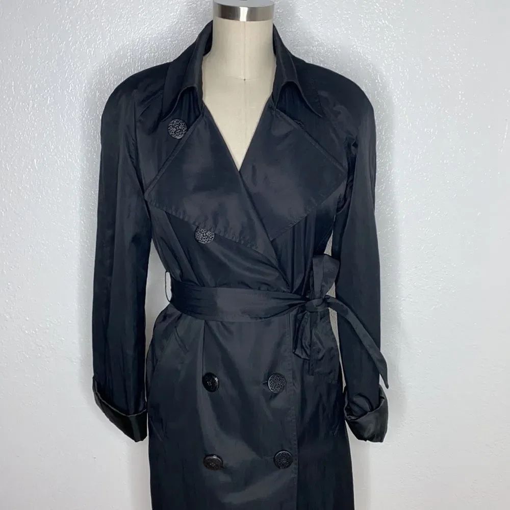 Elie Tahari black trench coat blazer M - Picture 2 of 7